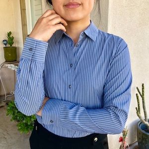 RESERVED Uniqlo blue striped button-down shirt